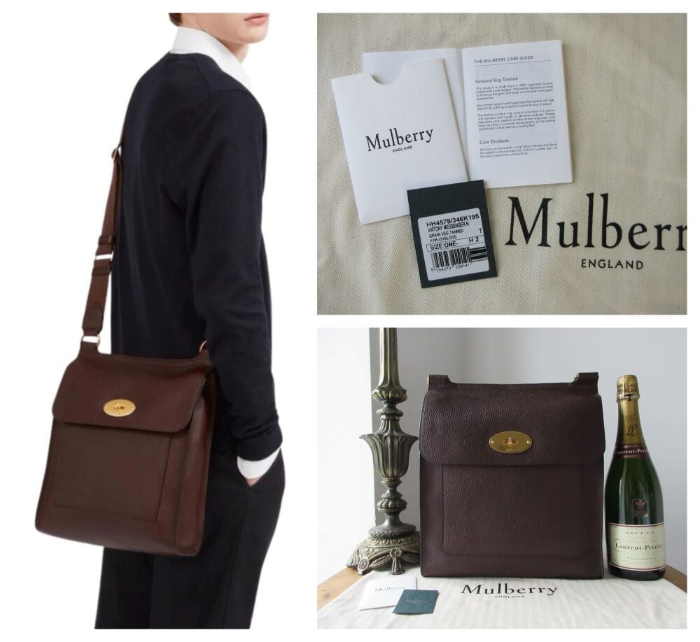Mulberry Antony Large Messenger in Oxblood Grain Vegetable Tanned Leather