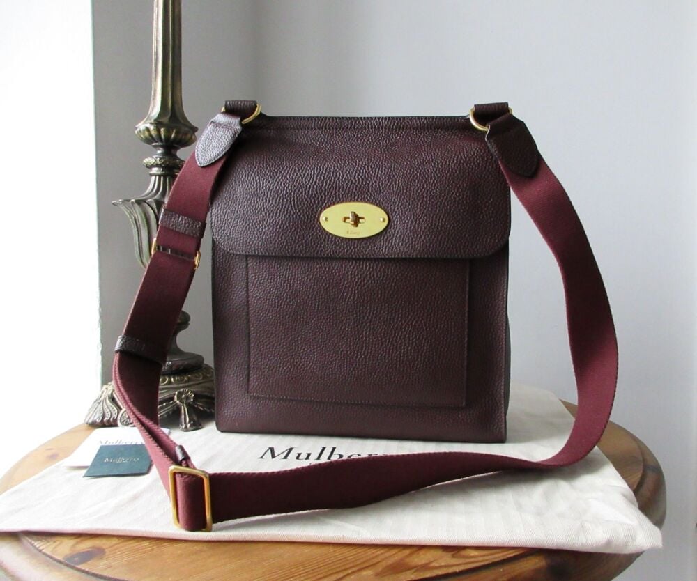 Mulberry Antony Large Messenger in Oxblood Grain Vegetable Tanned Leather