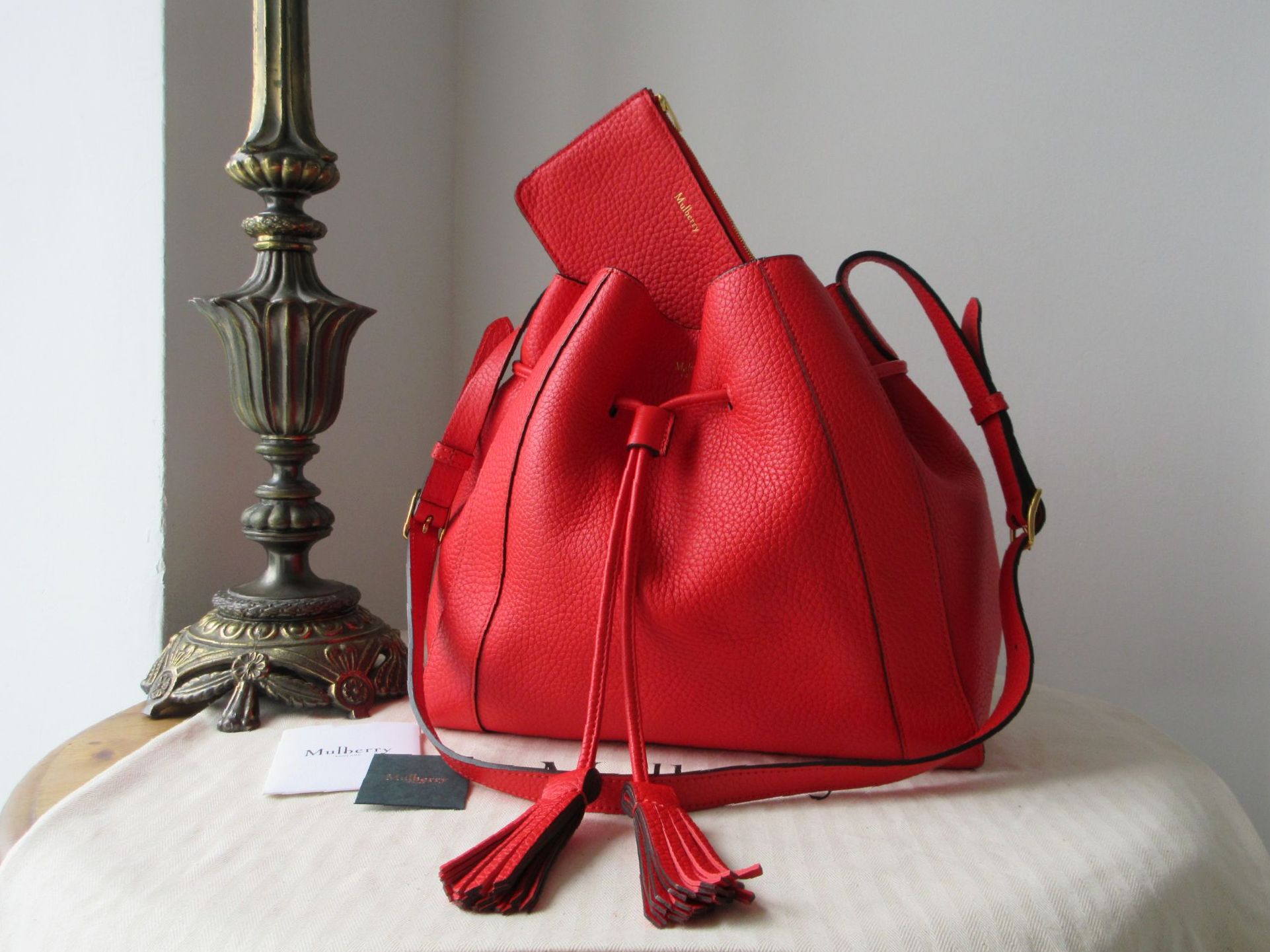 Mulberry Small Millie Tote in Lipstick Red Heavy Grain