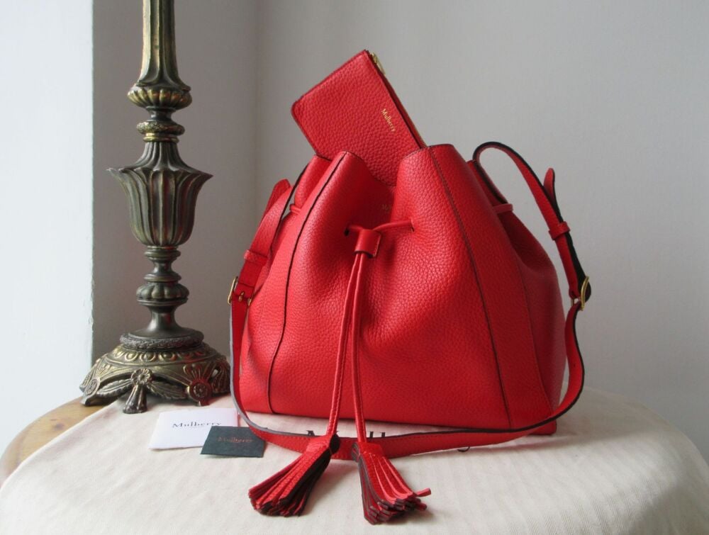 Mulberry Small Millie Tote in Lipstick Red Heavy Grain