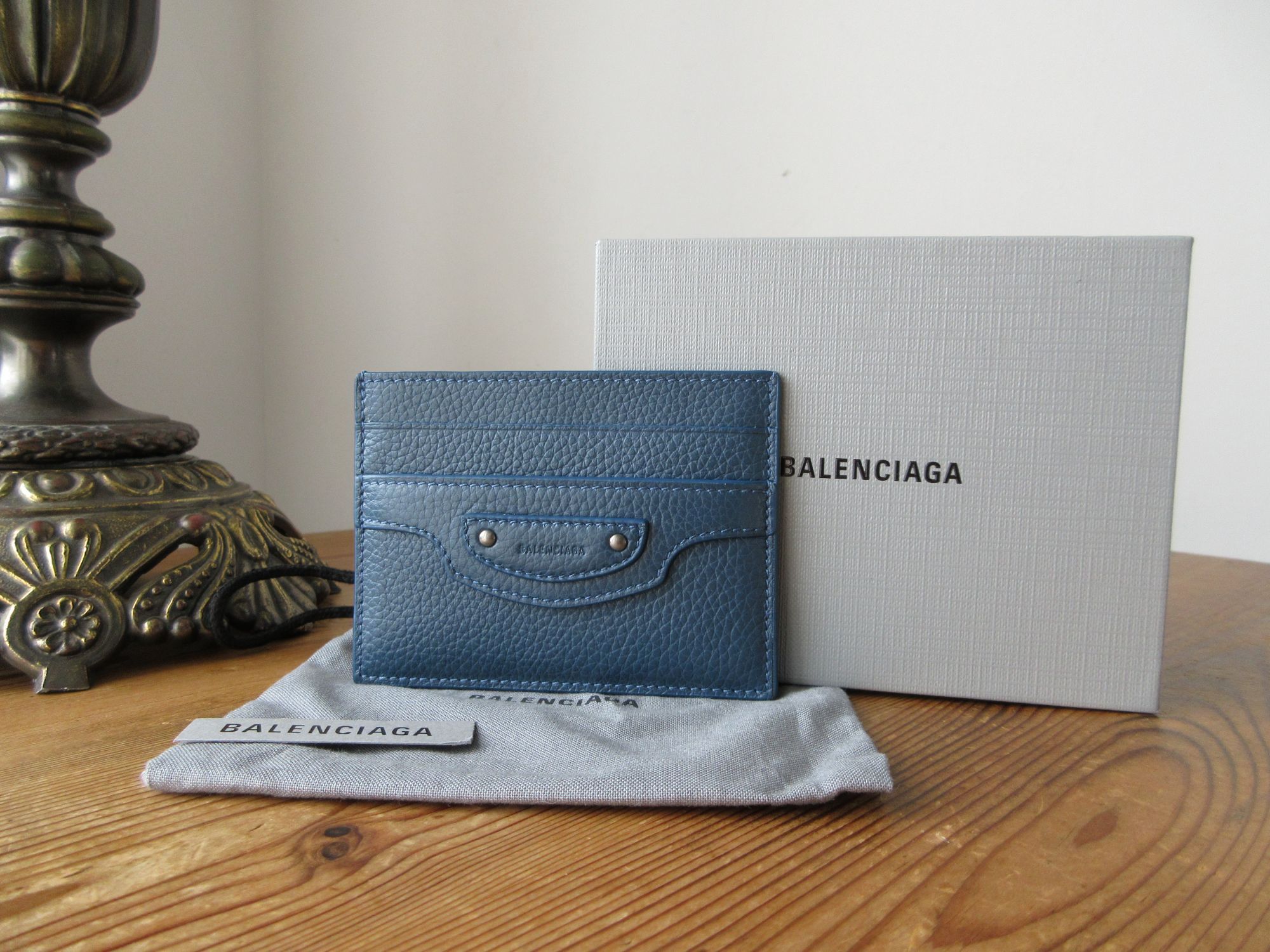 Balenciaga Neo Classic Card Slip Holder in Petrol Blue New