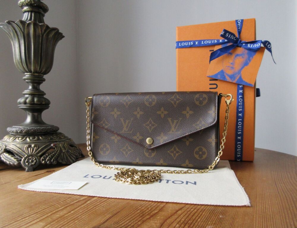 Louis Vuitton F&eacute;licie Pochette Chain Shoulder Clutch in Monogram Fuchsia