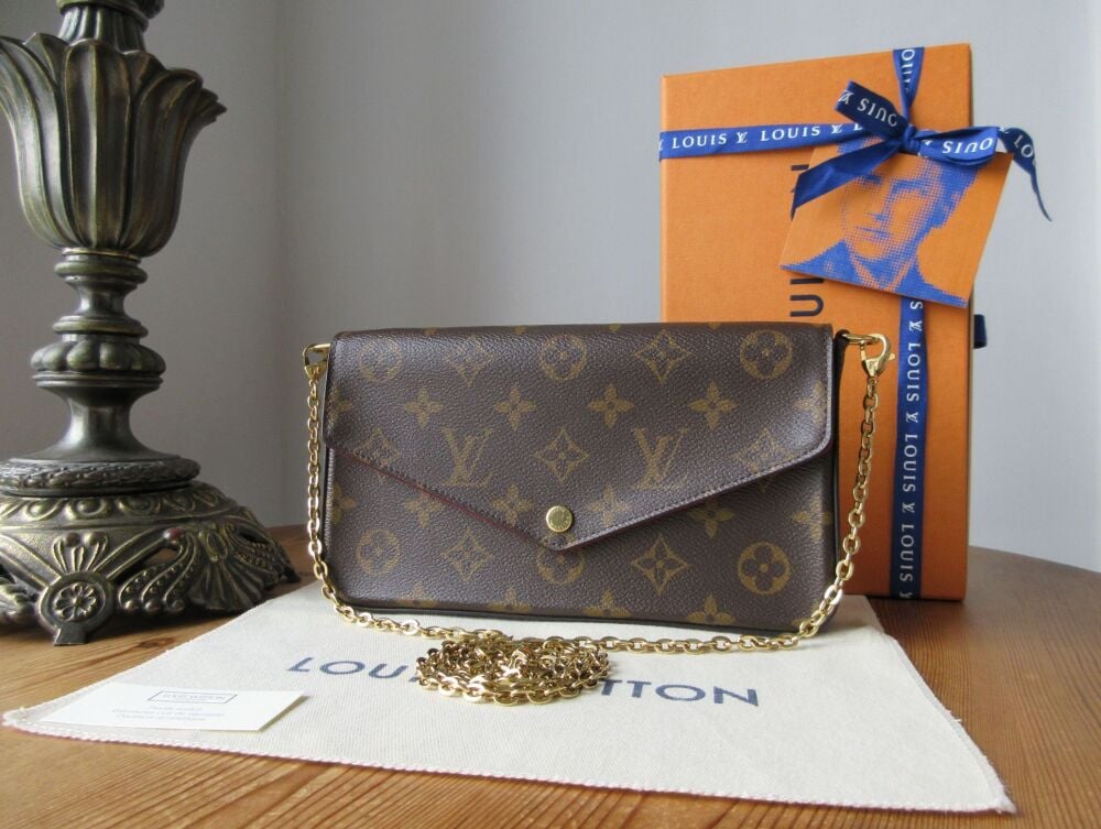 Louis Vuitton Félicie Pochette Chain Shoulder Clutch in Monogram Fuchsia