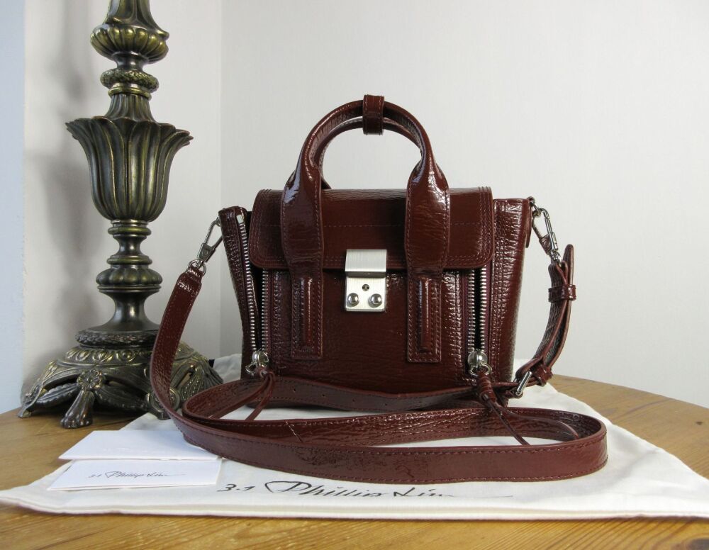 3.1 Phillip Lim Pashli Mini Satchel in Auburn Wrinkled Patent