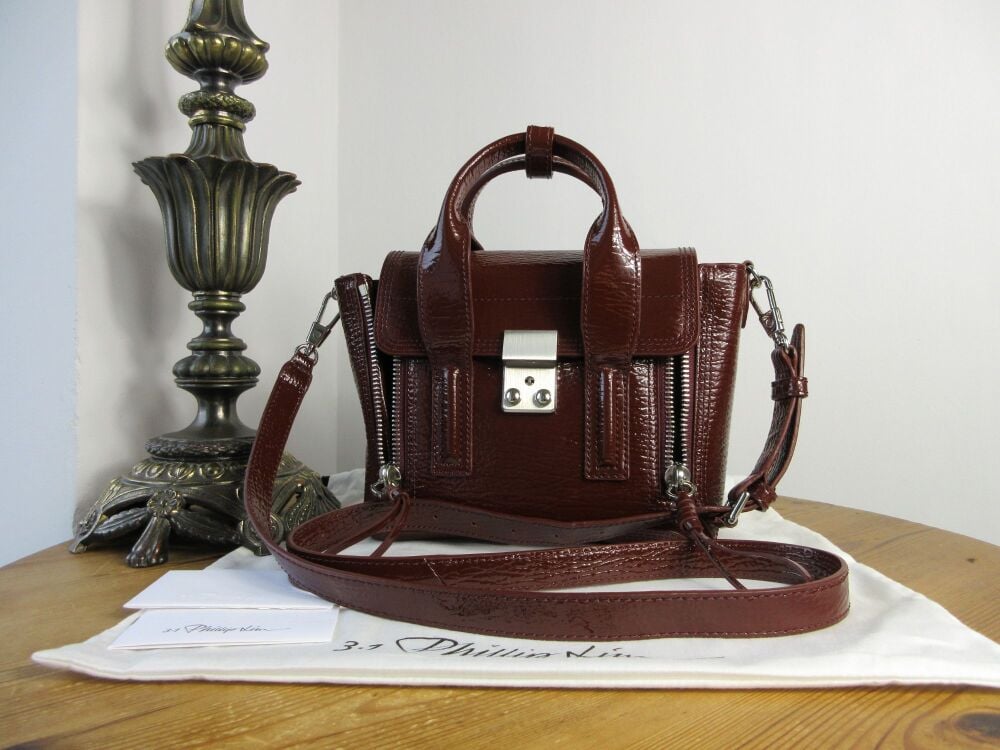 3.1 Phillip Lim Pashli Mini Satchel in Auburn Wrinkled Patent