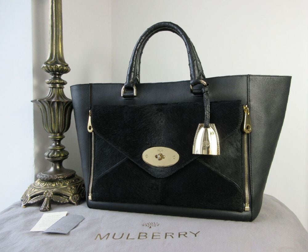 Mulberry Willow Large Tote in Black Exotic Mix
