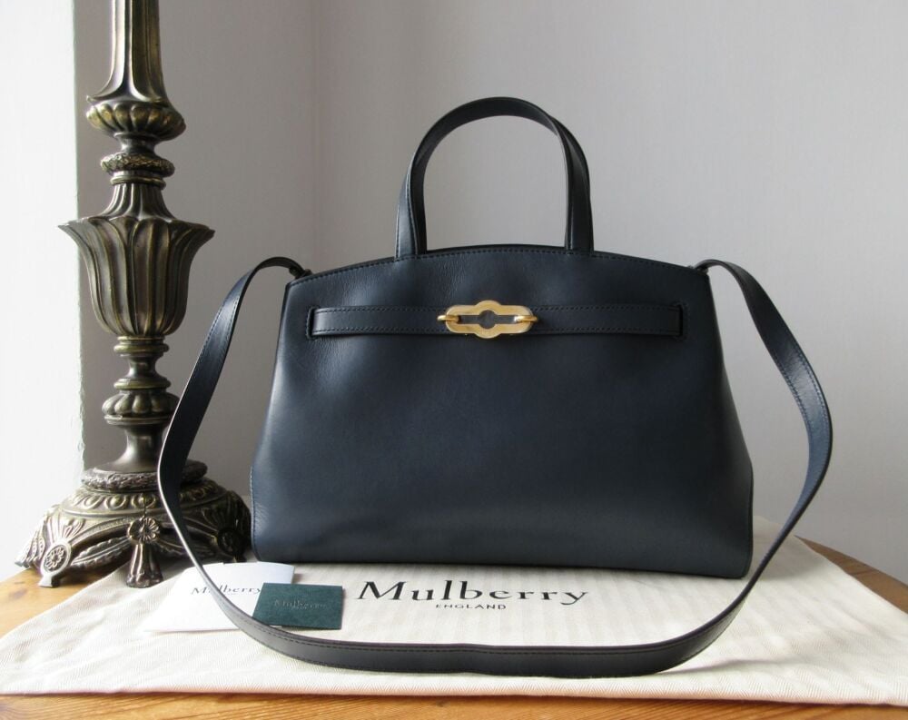Mulberry Pimlico Small Tote in Night Sky High Gloss Leather New