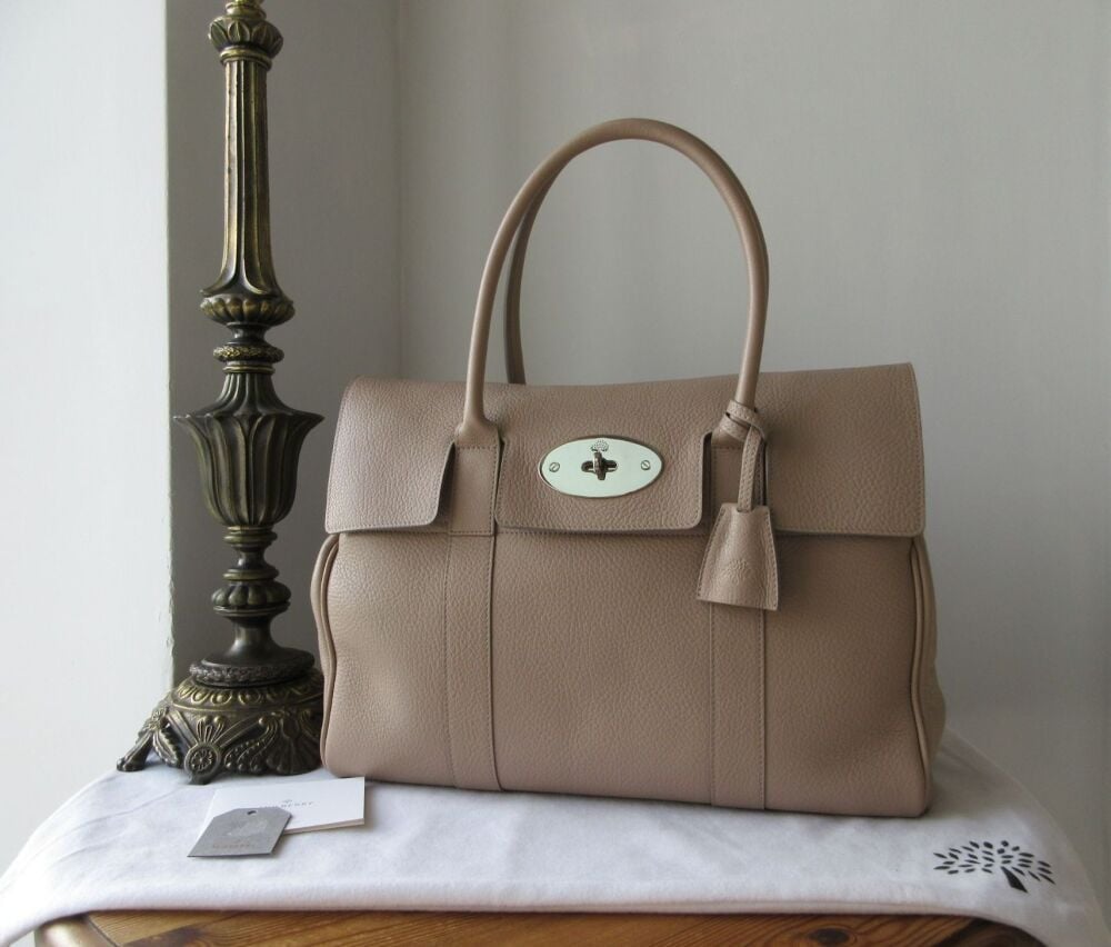 Mulberry Classic Heritage Bayswater in Putty Pebbled Leather with Shiny Sil