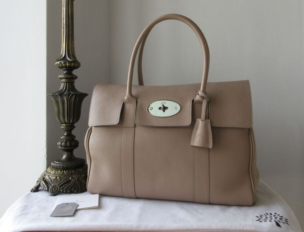 Mulberry Classic Heritage Bayswater in Putty Pebbled Leather with Shiny Silver Nickel Hardware