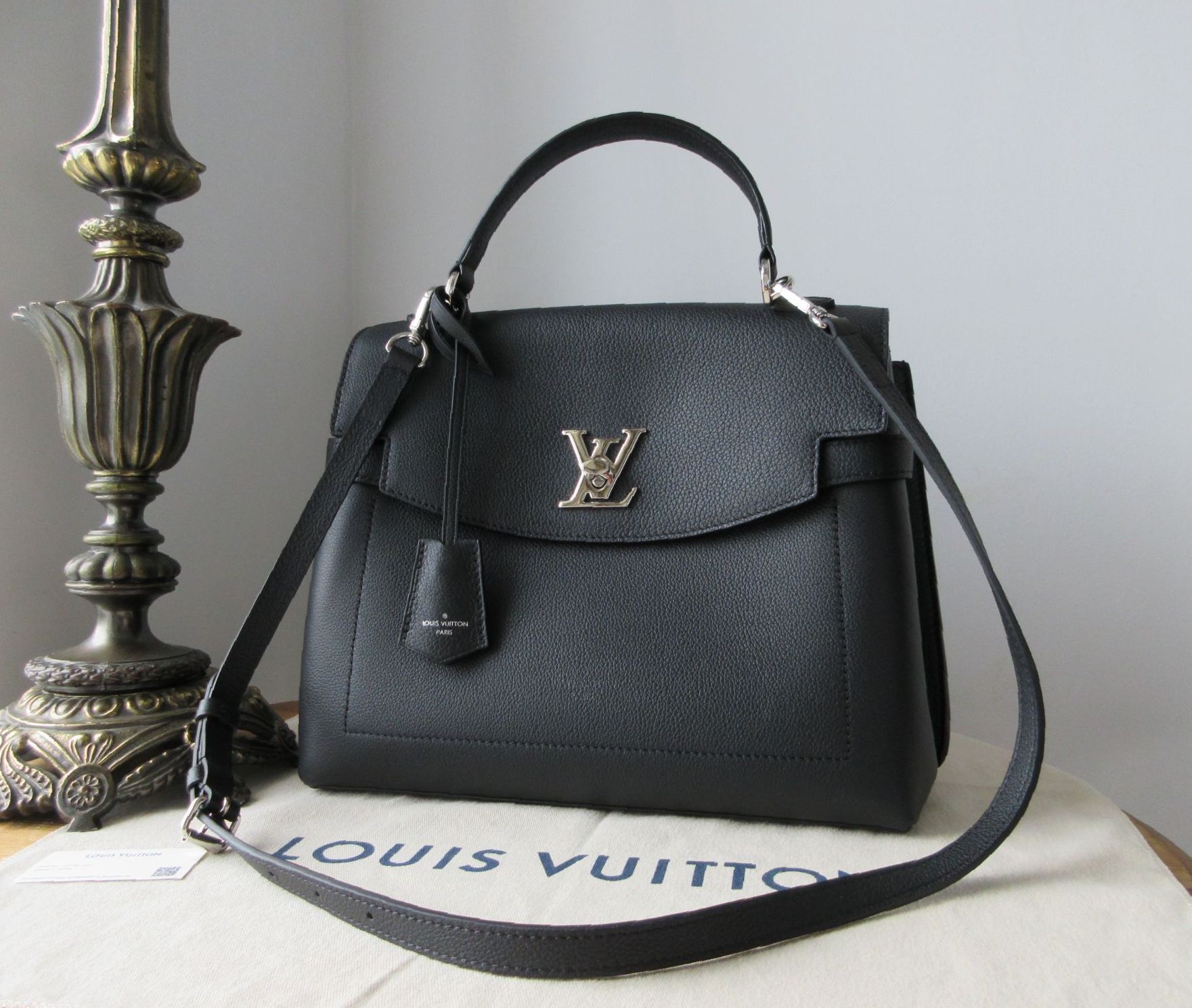 Louis Vuitton LockMe Ever MM in Grained Black Calfskin