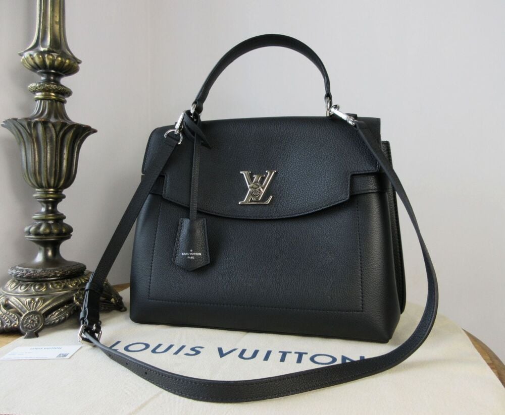 Louis Vuitton LockMe Ever MM in Grained Black Calfskin with Silver Hardware
