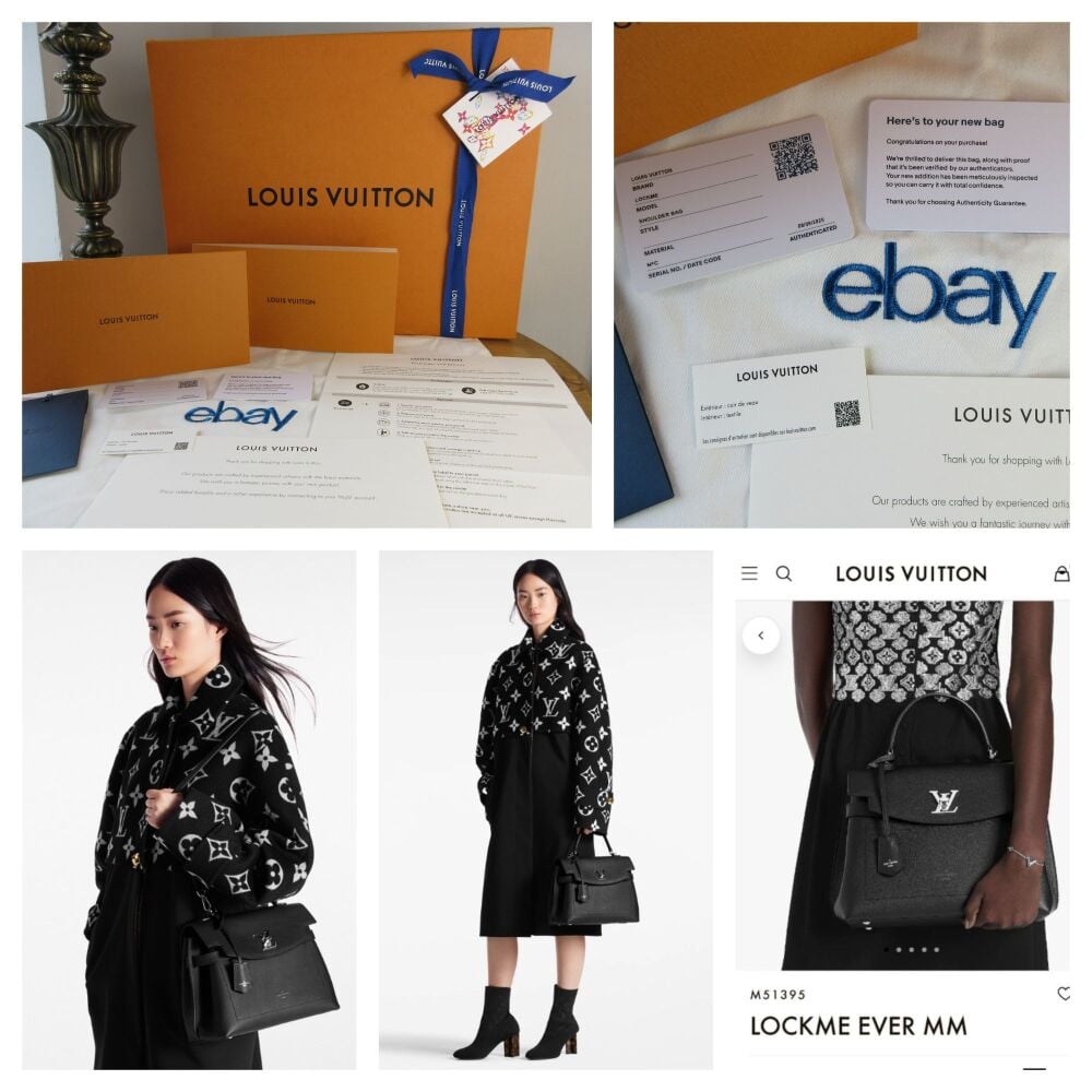 Louis Vuitton LockMe Ever MM in Grained Black Calfskin with Silver Hardware