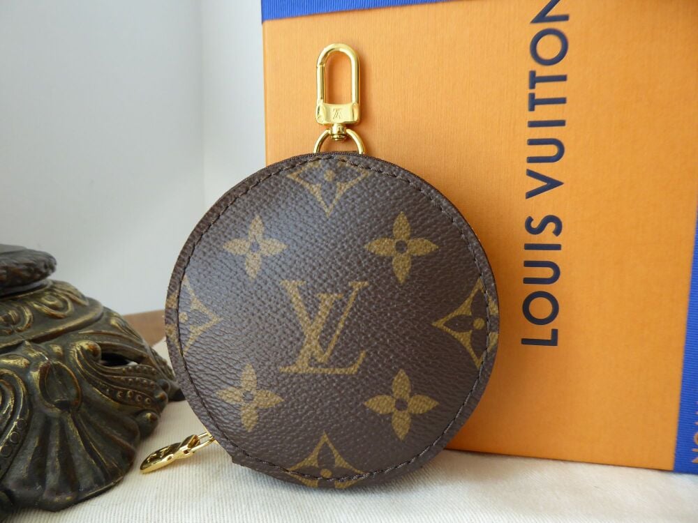Louis Vuitton Round Zipped Coin Pouch Bag Charm with Snap Hook in Monogram Canvas