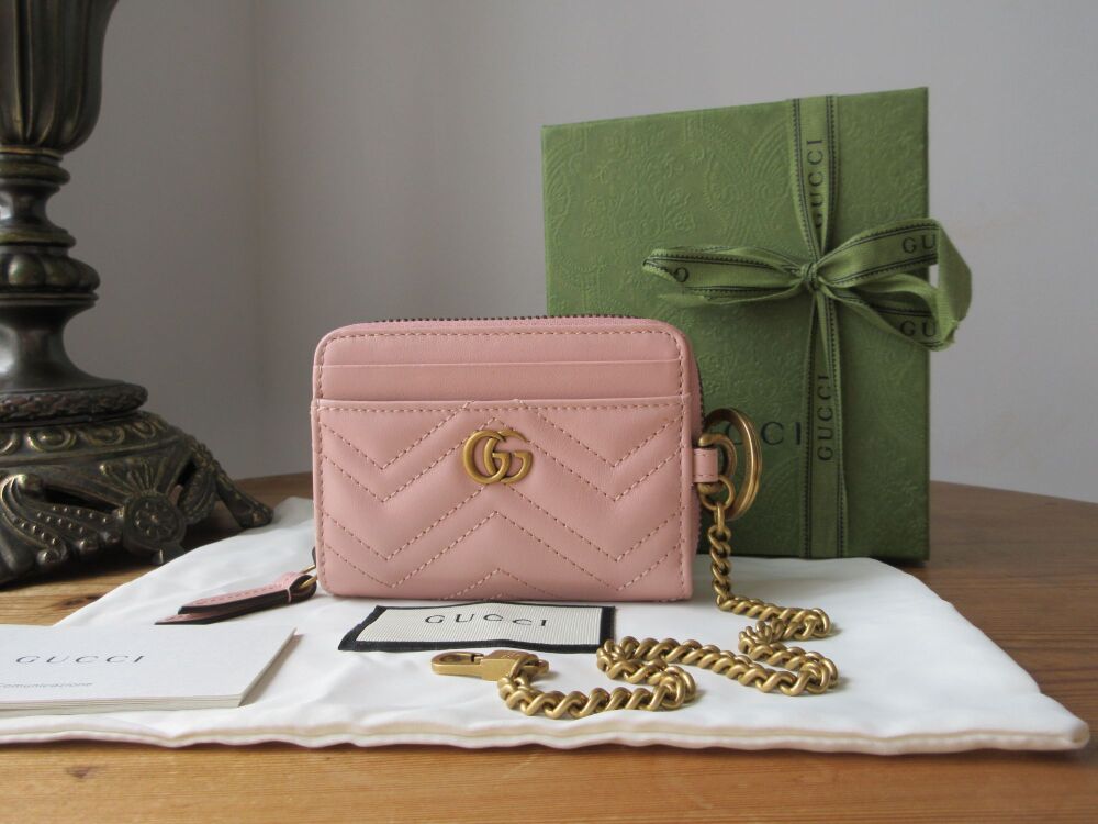 Gucci GG Marmont Mini Wallet on Chain in Pale Pink Matelass&eacute; Calfskin - SOLD