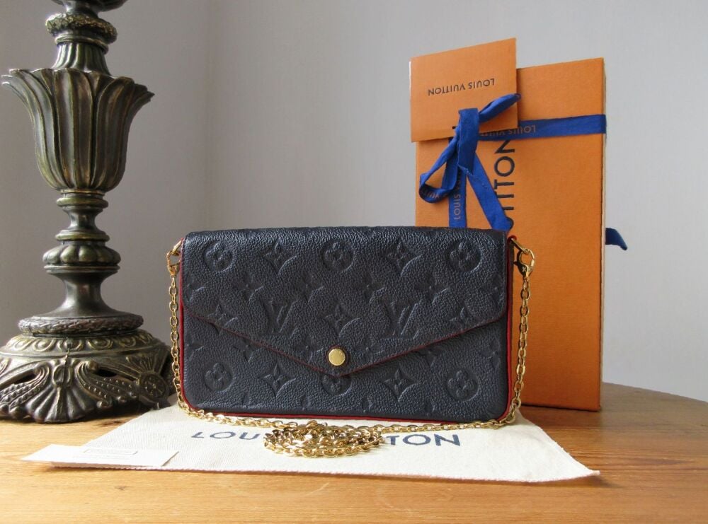 Louis Vuitton Félicie Pochette Chain Shoulder Clutch in Marine Rouge Monogr