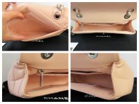 Chanel Chevron Quilted Flap Bag in Pink Grained Calfskin with Shiny Silver 