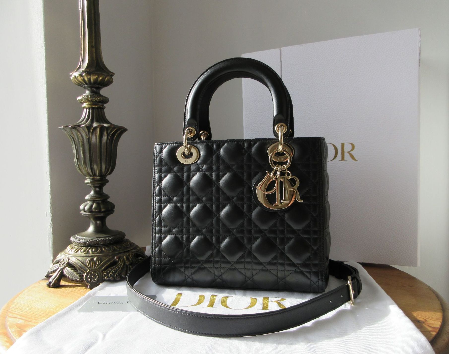 Dior Lady Dior Medium in Black Cannage Lambskin As New
