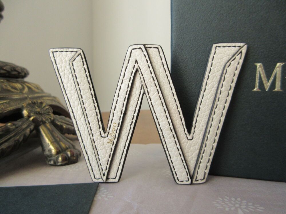 Mulberry Alphabet Leather Sticker W in White Classic Grain New