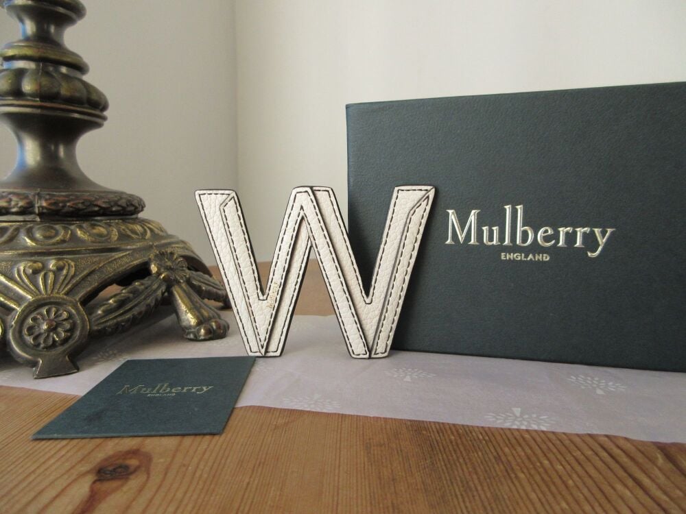 Mulberry Alphabet Leather Sticker W in White Classic Grain - New*