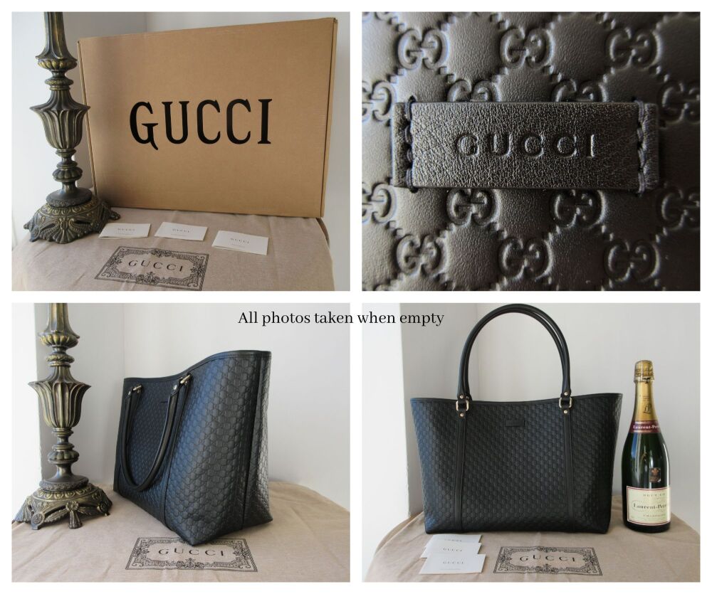 Gucci Large Tote in Black Microguccissima Calfskin - New