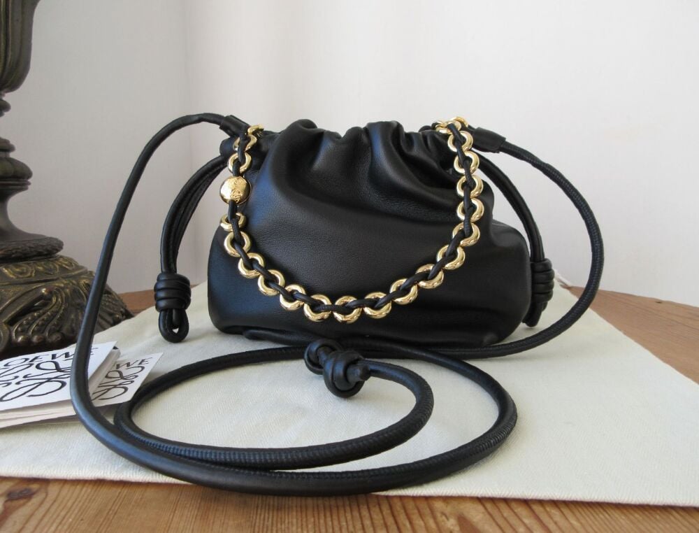 LOEWE Mini Flamenco in Mellow Nappa Black Lambskin