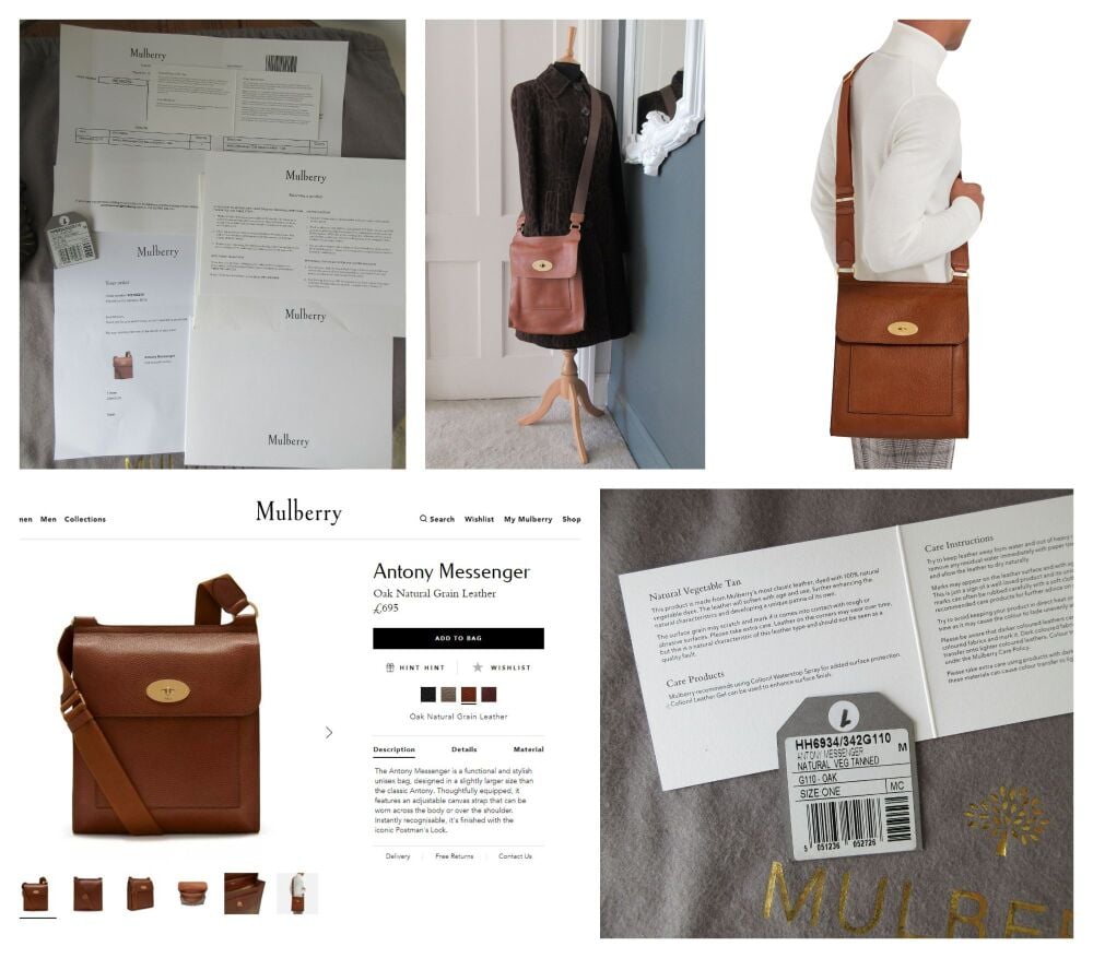 Mulberry Antony Large Messenger in Oak Natural Vegetable Tanned Leather