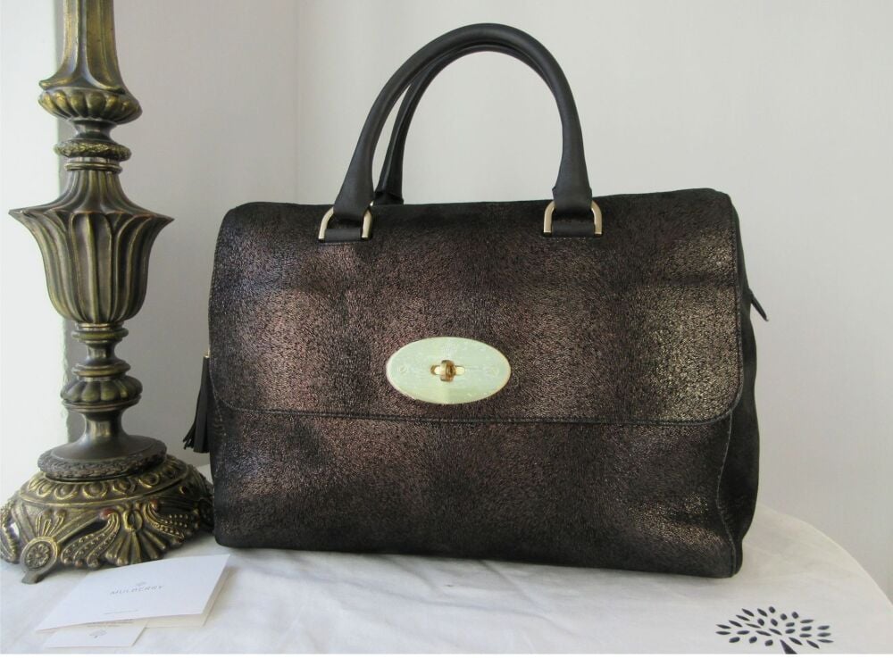Mulberry Del Rey in Bark Brown Metallic Calf Fur Print Mix Leather