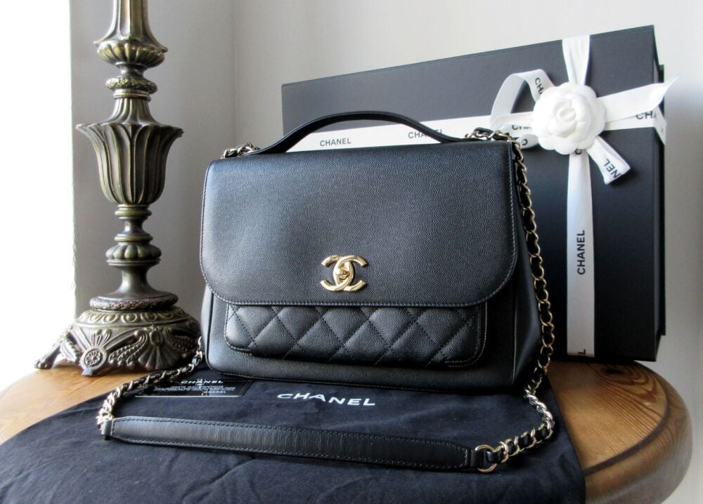 Chanel Medium Business Affinity Bag in Black Caviar with Shiny Gold Hardware