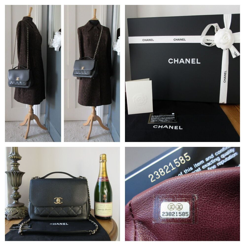 Chanel Medium Business Affinity Bag in Black Caviar with Shiny Gold Hardware