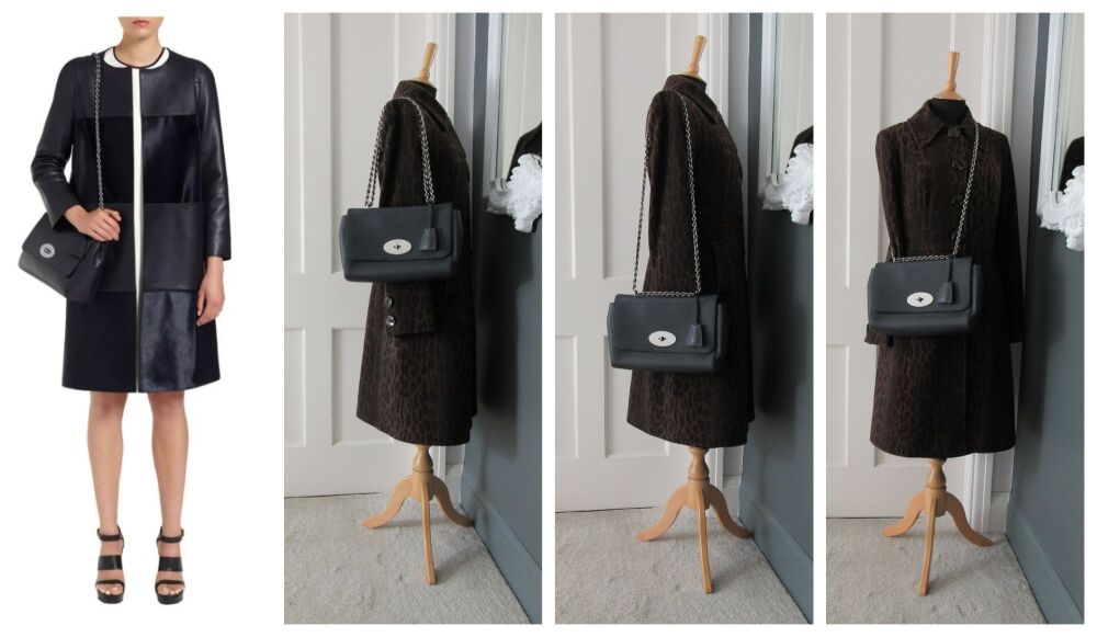 Mulberry Medium Lily in Midnight Blue Small Classic Grain with Brushed Silver Hardware