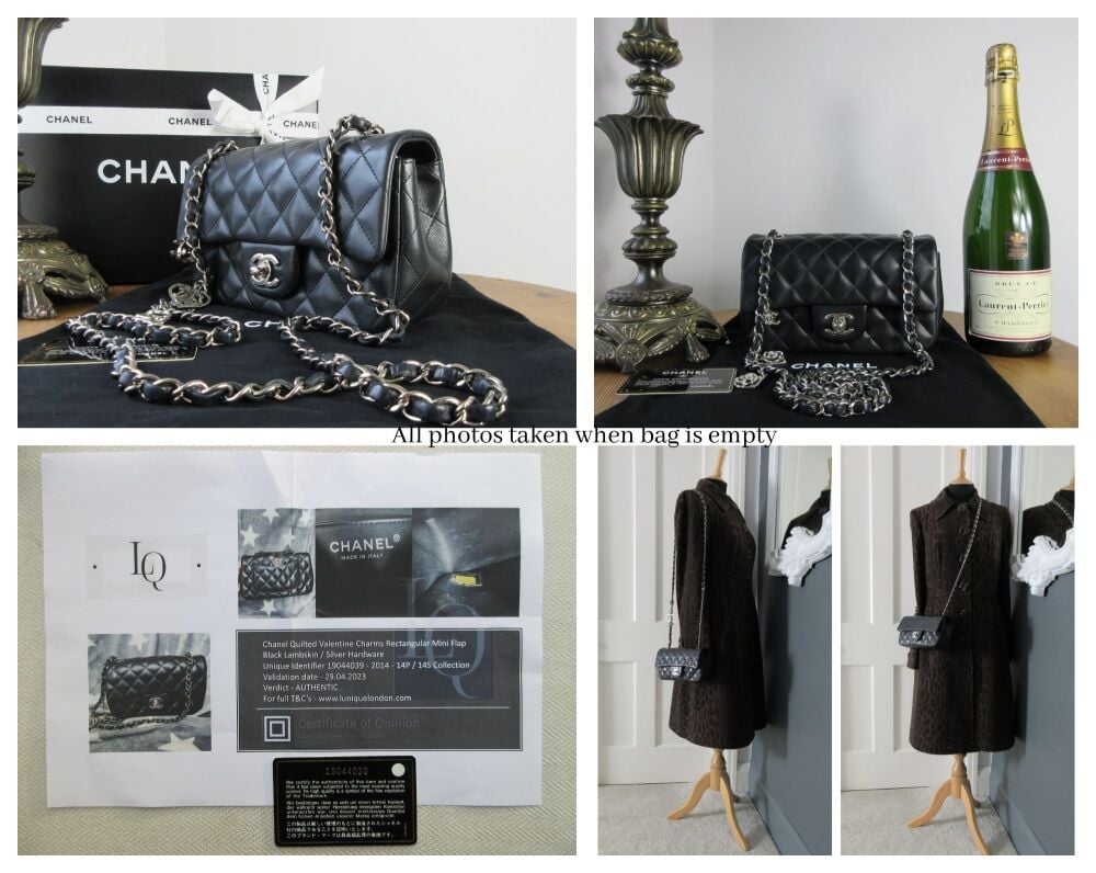 Chanel Valentine Limited Edition Mini Rectangular Flap Bag in Black Lambskin