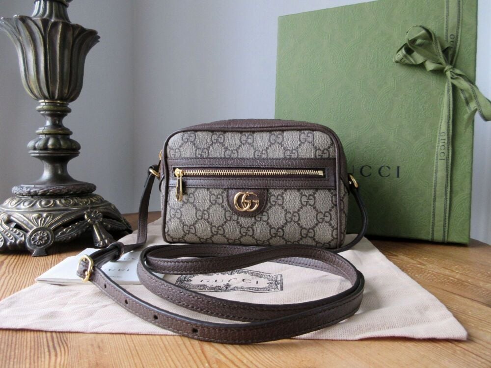 Gucci Ophidia Mini Shoulder Camera Bag in Beige Ebony GG Supreme