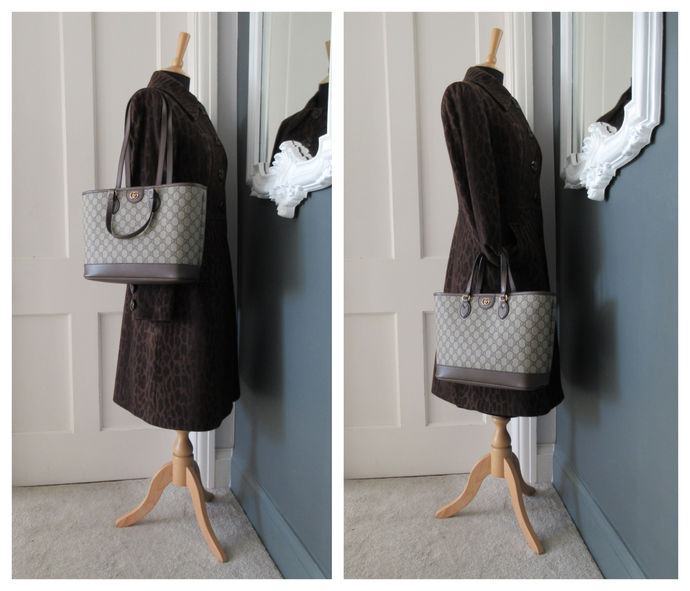 Gucci Ophidia Medium Double Handled Tote in Ebony Beige GG Supreme - As New*