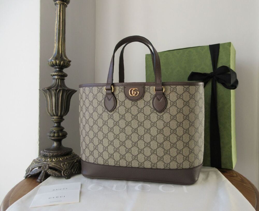 Gucci Ophidia Medium Double Handled Tote in Ebony Beige GG Supreme - As New*