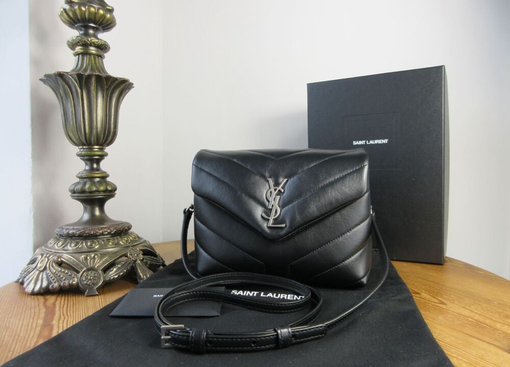 Saint Laurent YSL Toy Loulou in Y Quilted Matelassé Black Calfskin with Antiqued Silver Hardware