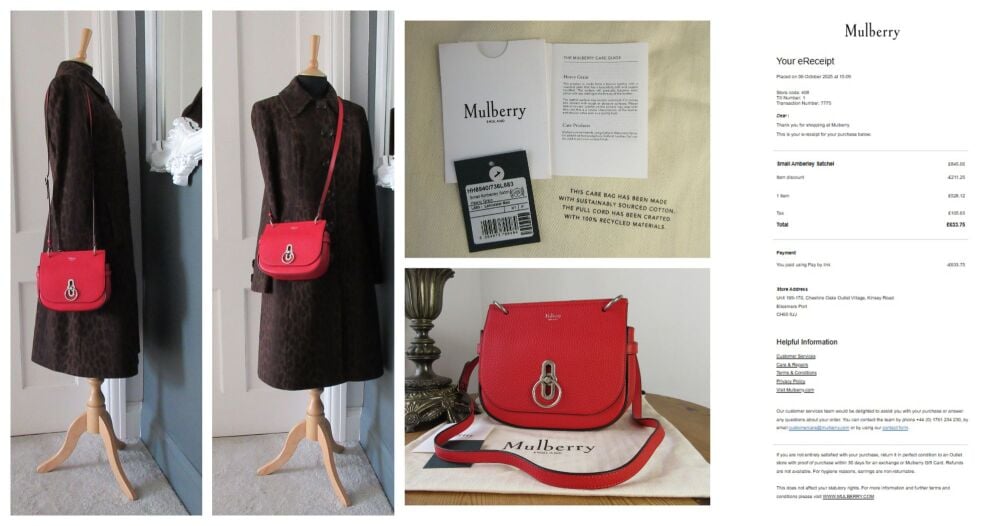 Mulberry Small Amberley Satchel in Lancaster Red Heavy Grain with Brushed Silver Hardware