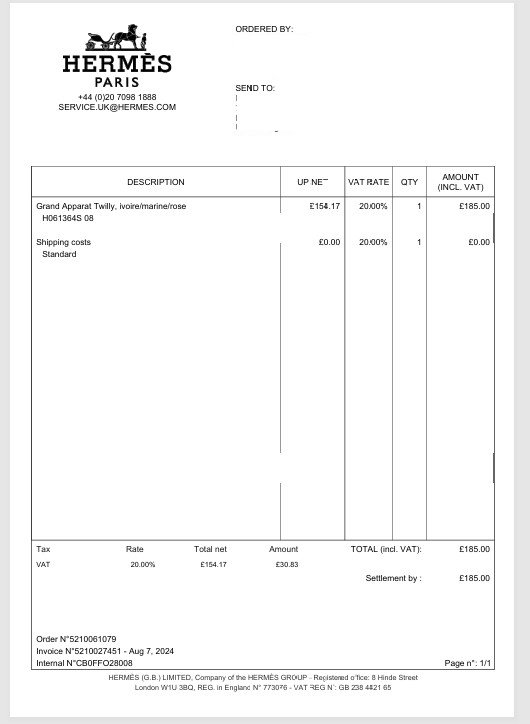 Hermès Grand Apparat Twilly in Ivory, Marine, Rose Silk - SOLD