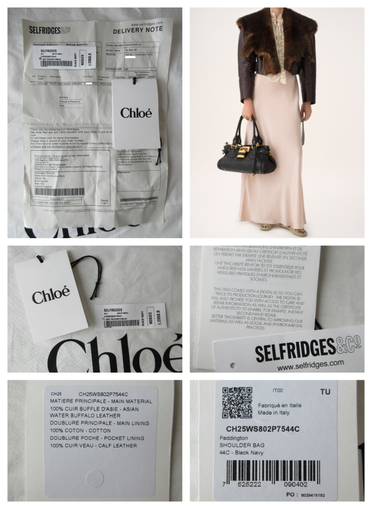 Chloé Paddington Re-Edition in Navy Black Grained Leather - SOLD