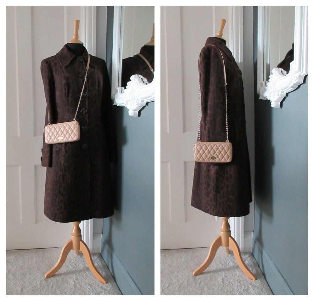 Mulberry Plaque Wallet on Chain in Light Salmon Quilted Shiny Calf Leather