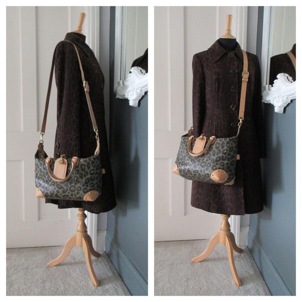 Mulberry Small Clipper Duffle in Leopard Print Bird's Nest Scotchgrain