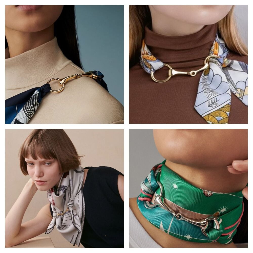 Hermés Mors Scarf 90 Scarf Ring in Golden Permabrass