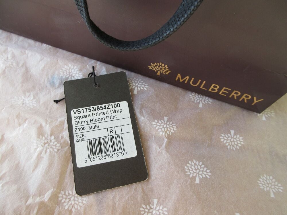 Mulberry Blurry Bloom Square Printed Scarf Wrap in Modal Silk - As New*