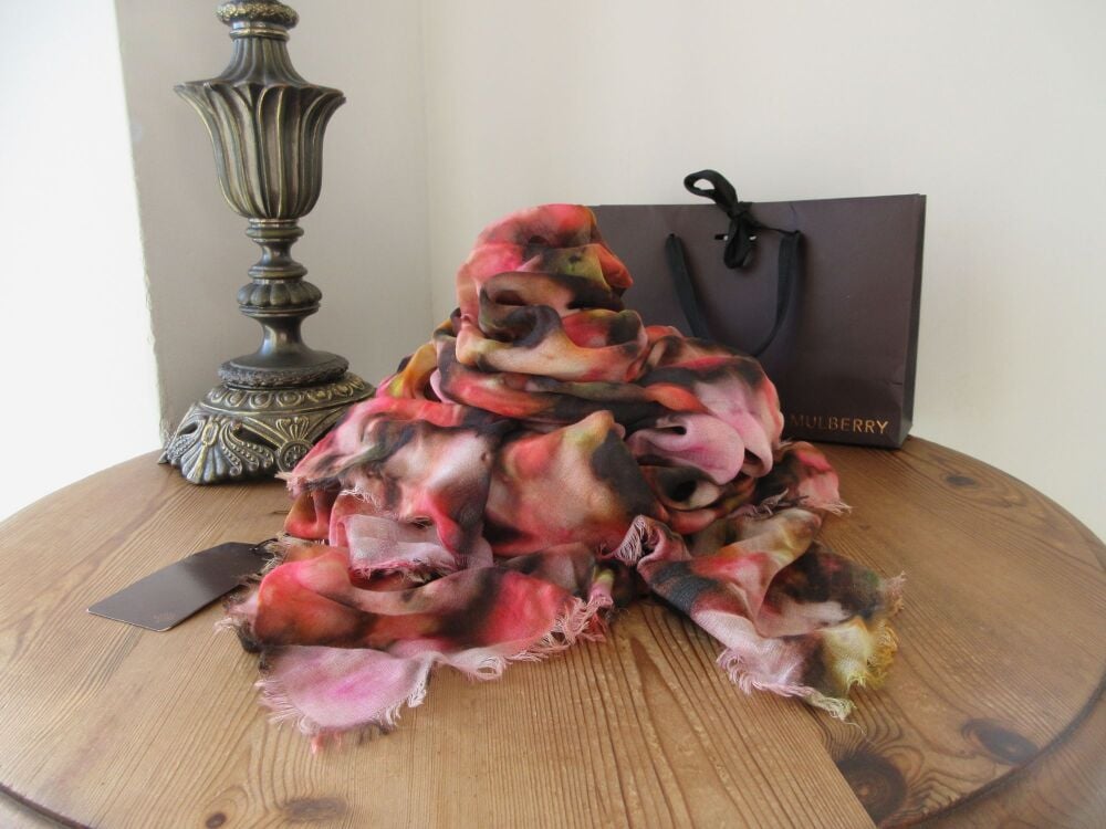 Mulberry Blurry Bloom Square Printed Scarf Wrap in Modal Silk - As New*