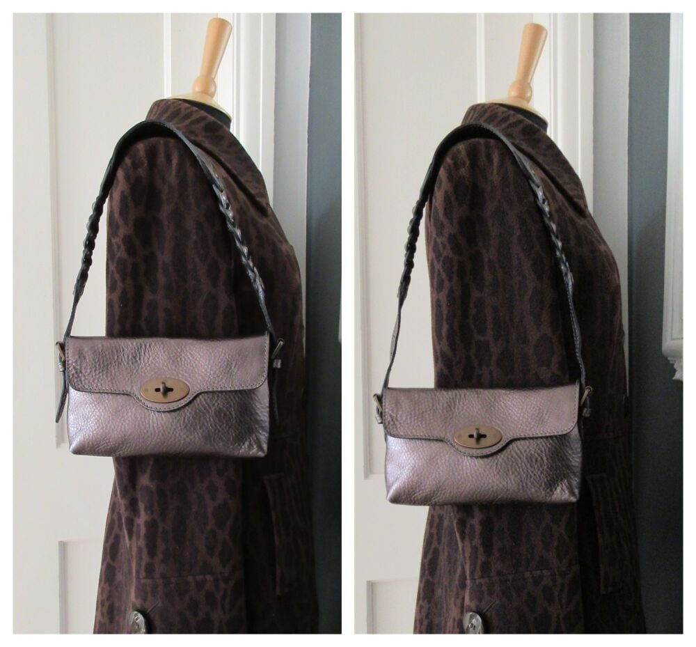 Mulberry Vintage Maberley Shoulder Bag in Gunmetal Metallic Matt Glove Leather
