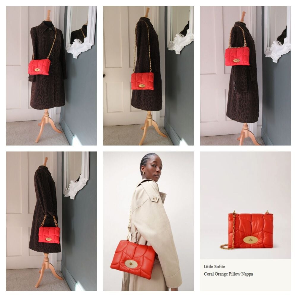 Mulberry Little Softie Shoulder Bag in Coral Orange Pillow Nappa