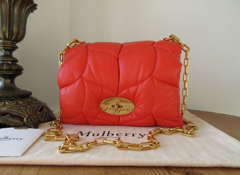Mulberry Little Softie Shoulder Bag in Coral Orange Pillow Nappa