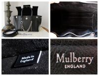 Mulberry Small Coca Bayswater Satchel with Zips and Chain in Black Smooth C