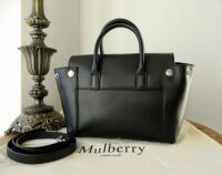 Mulberry Small Coca Bayswater Satchel with Zips and Chain in Black Smooth C