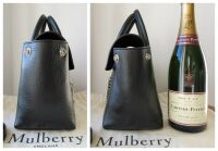 Mulberry Small Coca Bayswater Satchel with Zips and Chain in Black Smooth C