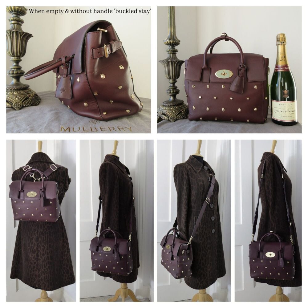 Mulberry Limited Edition Cara Medium with Lion & Heart Rivets in Oxblood Silky Classic Calf Leather